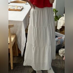 White flowy maxi skirt